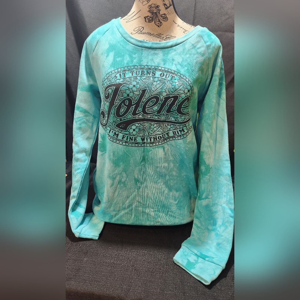 Cheekys Brand Tie Dye Jolene Sweatshirt Teal Women's Size Medium NWT